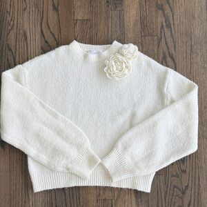 Zara Cream Sweater with Floral Accent